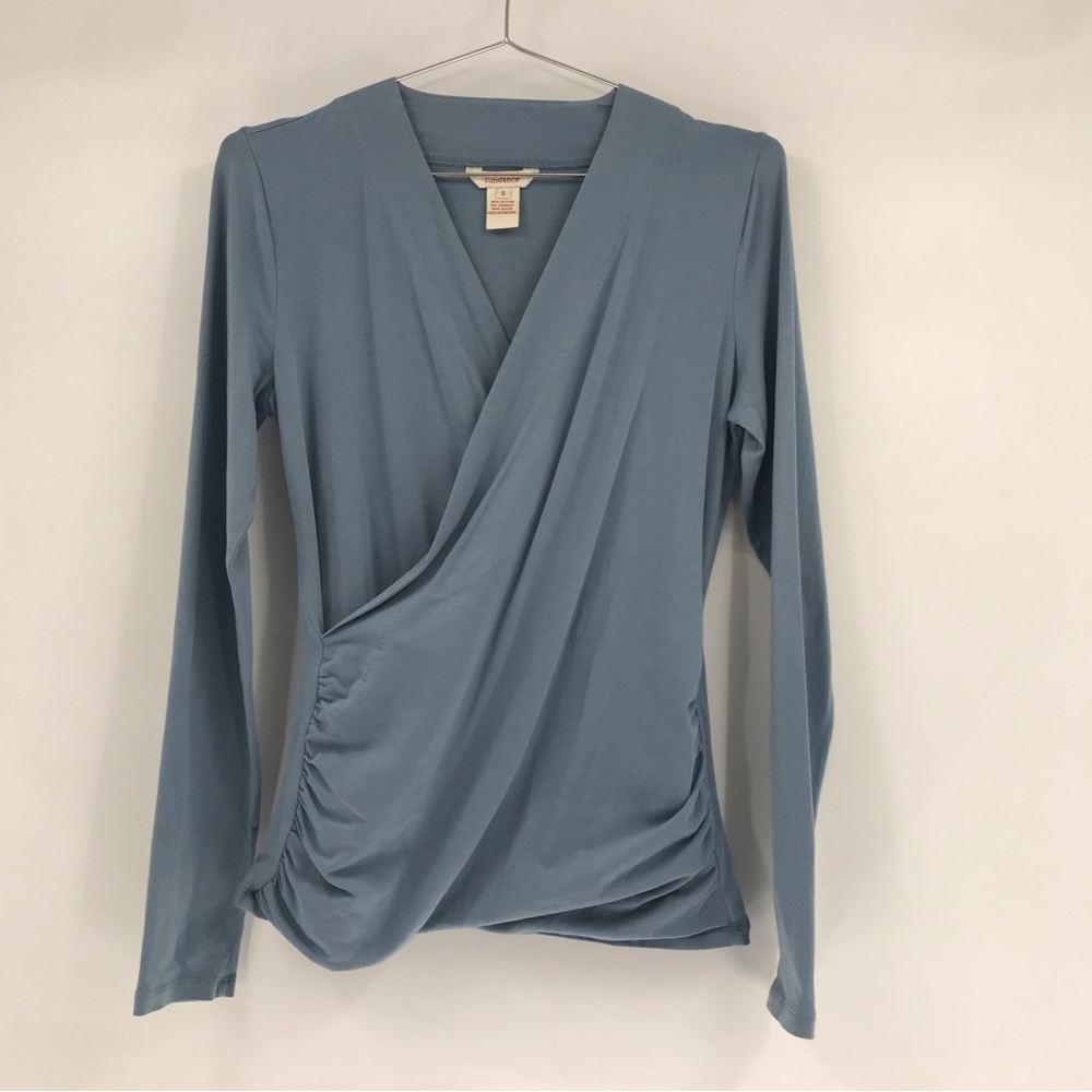 Sundance Faux Wrap Long Sleeve Blue Size Small